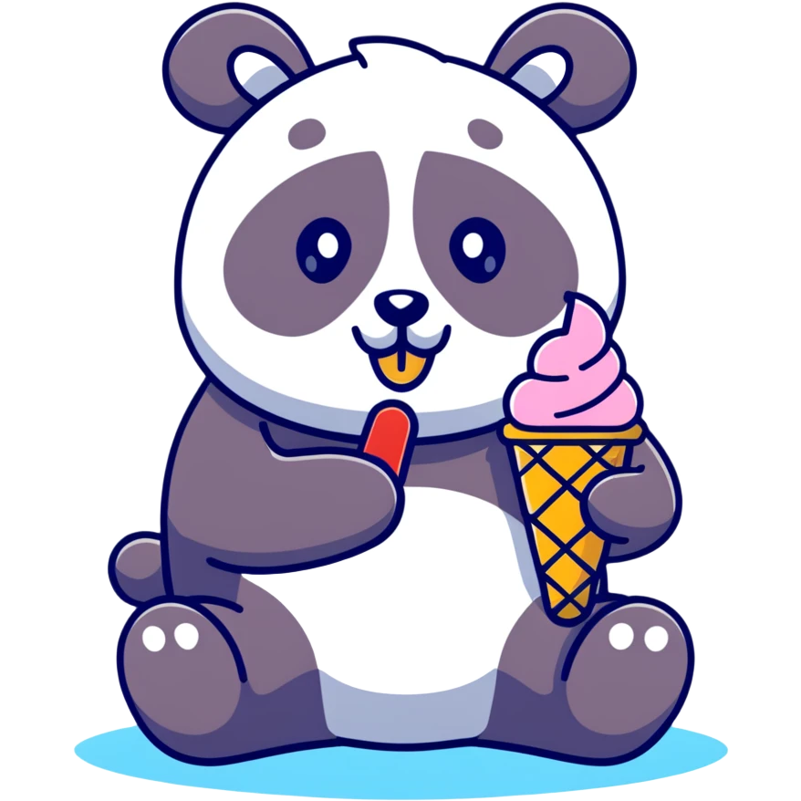 Panda eating ice cream emoji