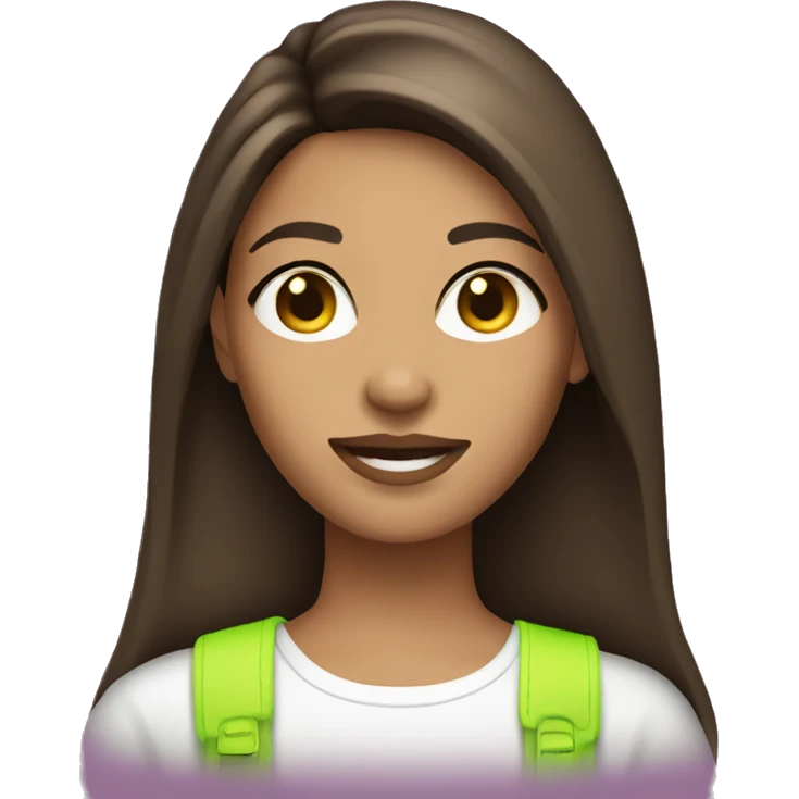 brunette, straight haired girl with tan skin and neon accessories  emoji