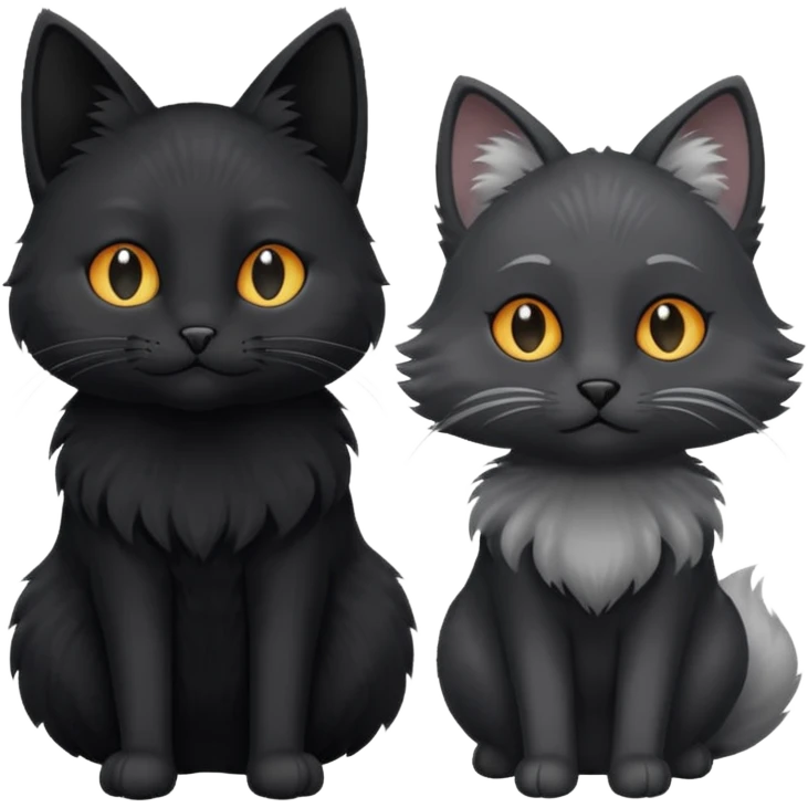 Black cat sucking silver fox emoji