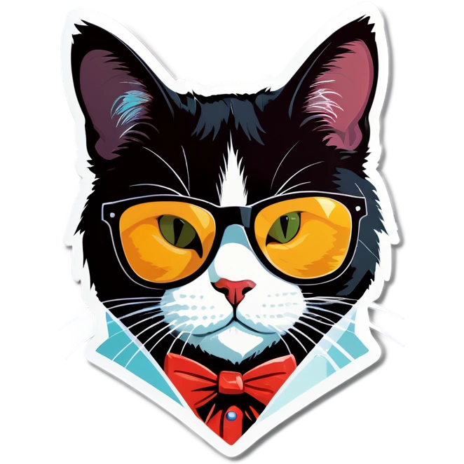 Tuxedo Cat with sunglasses emoji