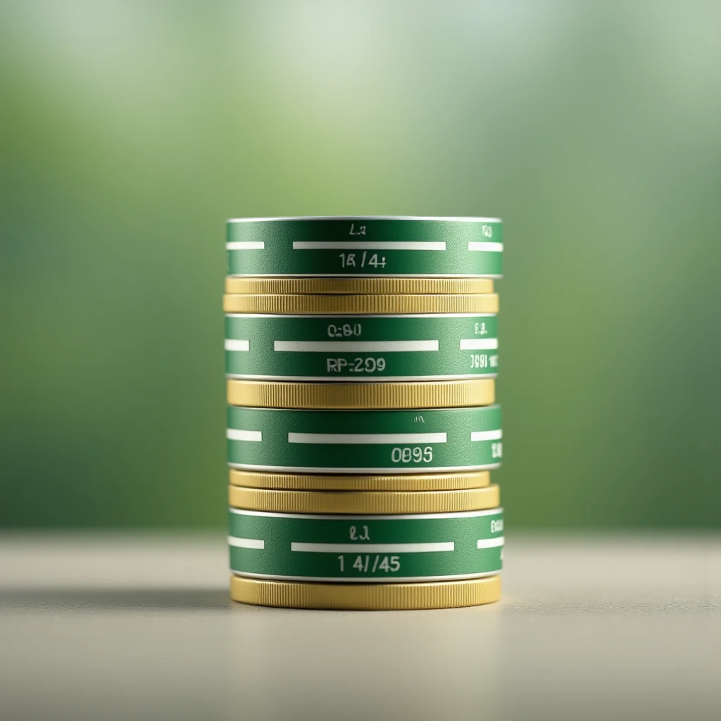stack of coins, professional style, green gold and white color scheme, bold and clear, suitable for digital use emoji