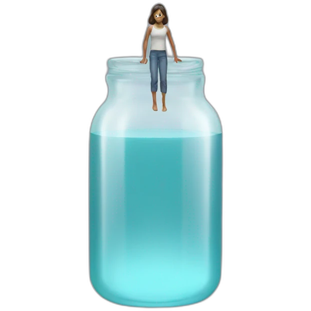 human standing over an ((empty transparent jar)),only legs visible emoji