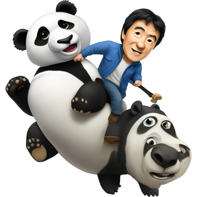 Jackie Chan riding on panda emoji