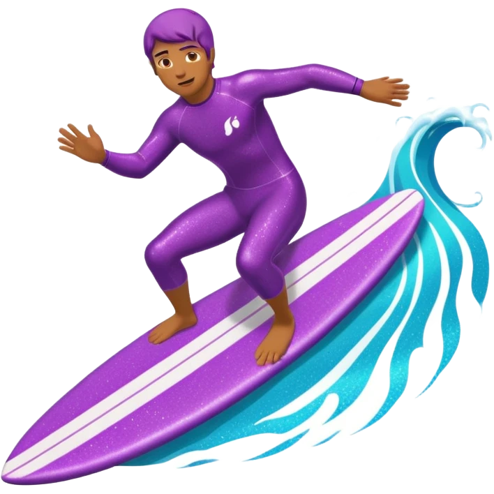 glitter surfer purple surf in wave ocean cian emoji