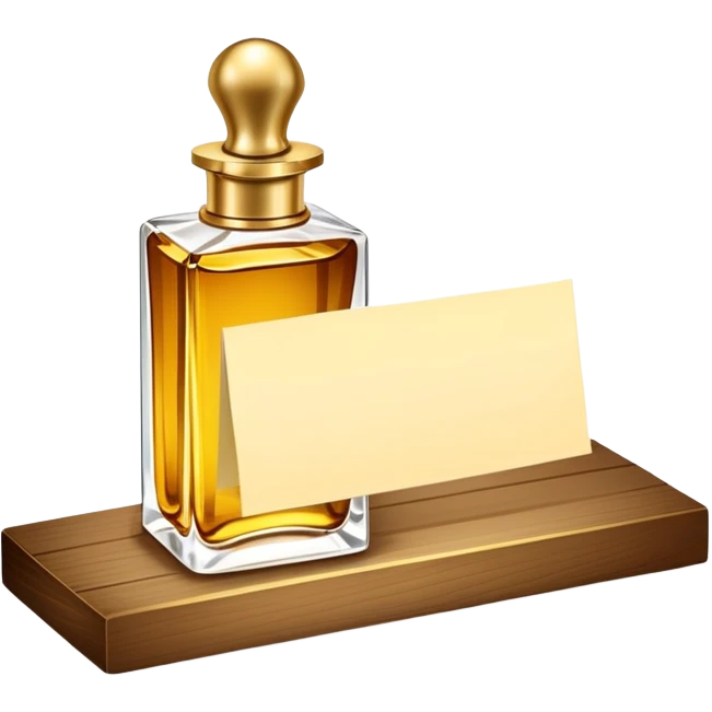 luxurious serum bottle with fancy label on a shelf, blank sticky note nearby emoji