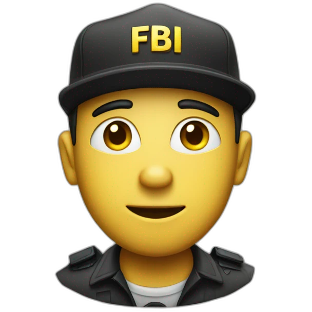 man with yellow "FBI" letters on his cap emoji