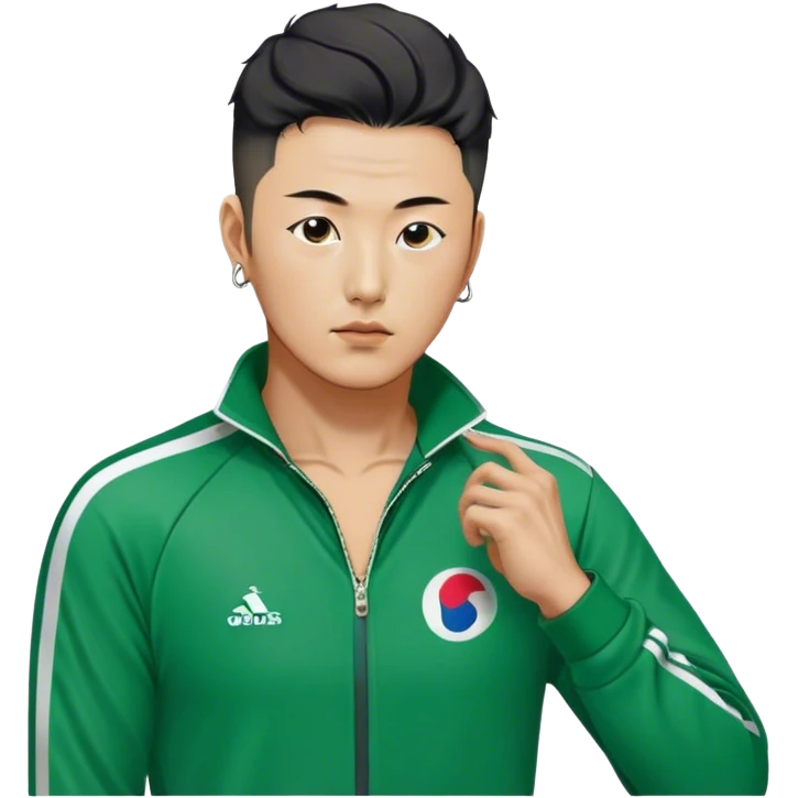 Jang Deok-su , Age: Late 30s
Appearance: A large, have a tattoo on his neck.
Outfit: Green player tracksuit emoji