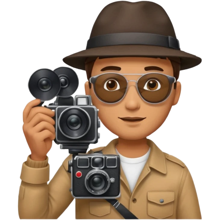 man hold  largefilm Camera ,on his shoulder emoji