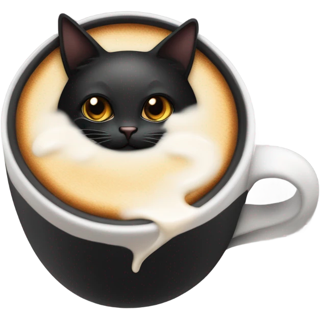 black cat in a cappuccino emoji