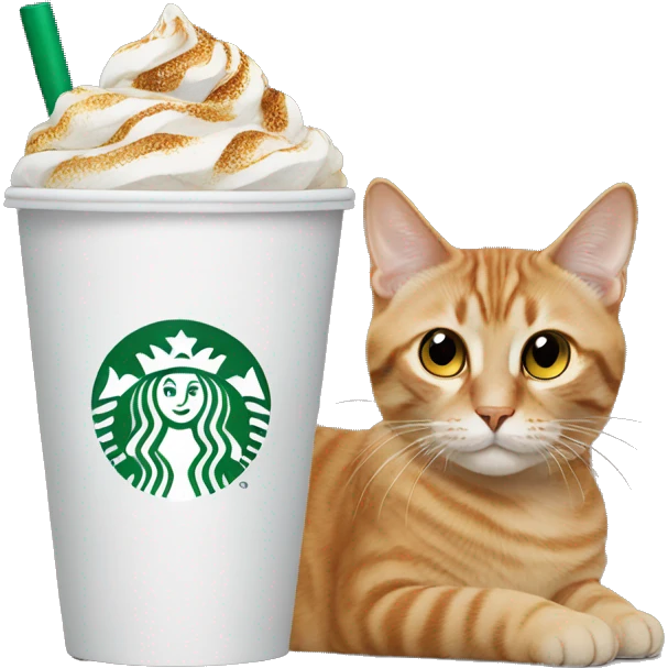 Cat with starbucks emoji