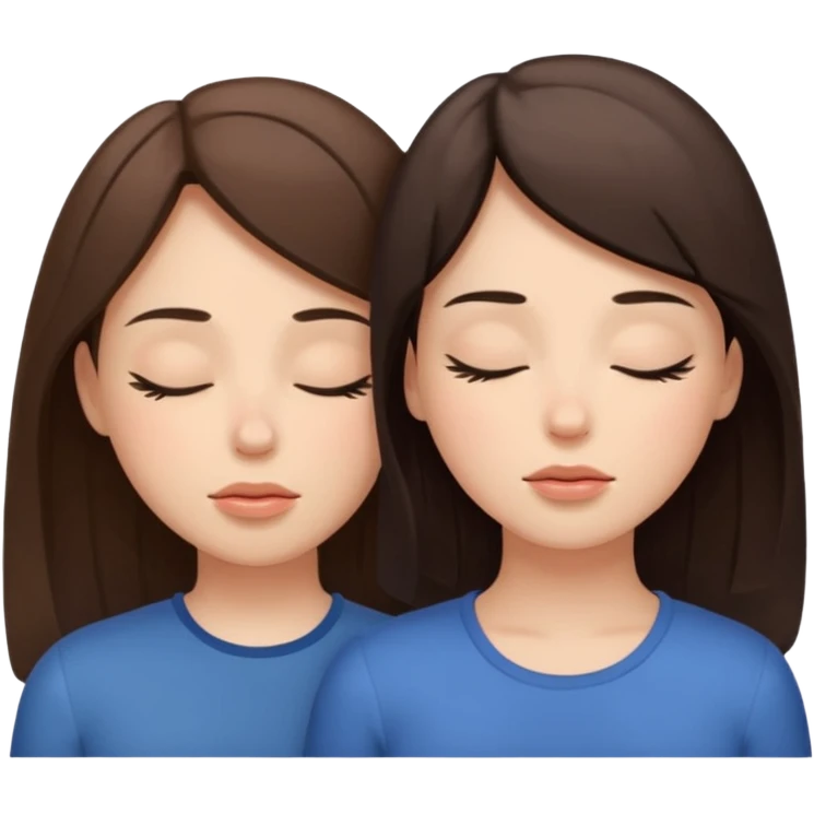 two brunetts breathing like doing yoga or meditating emoji