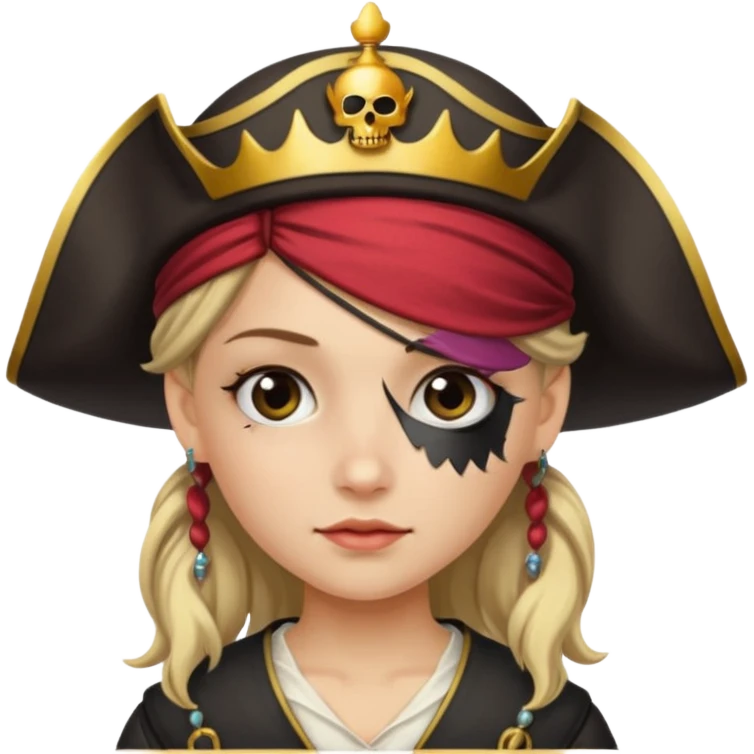 pirate girl with an eyepatch and a crown emoji