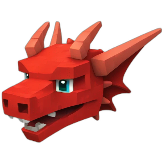 Minecraft Cute Funny Red Dragon Head emoji