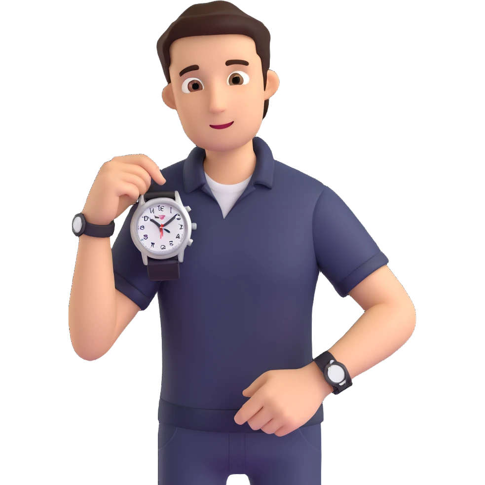 Worried person checking the time on their watch in a hurry. emoji
