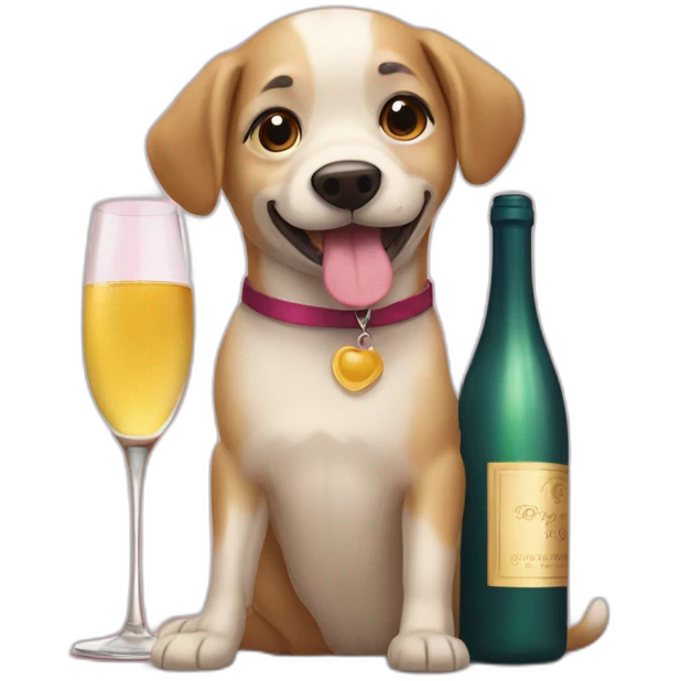 dog drinking wine and champagne emoji