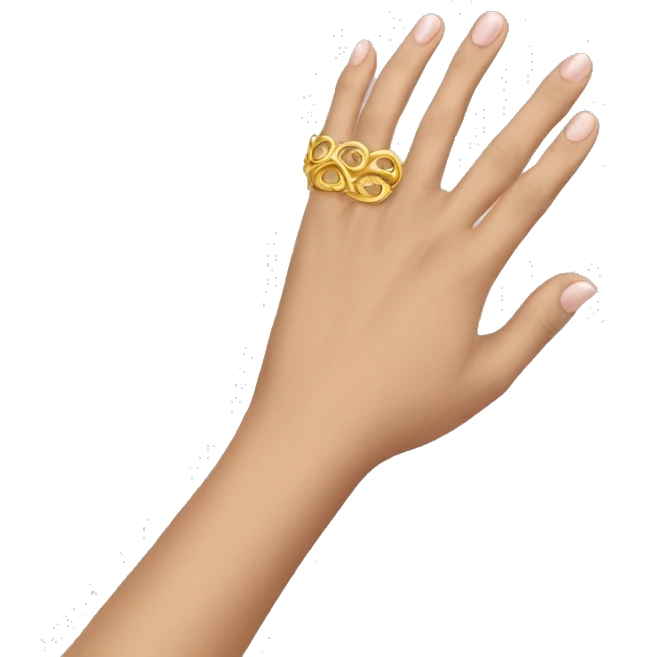 Hand wearing one gold ring on the pinky  emoji