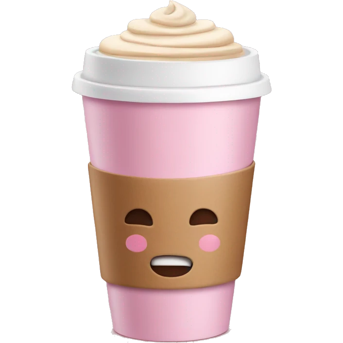 pink to go coffee cup with latte inside emoji