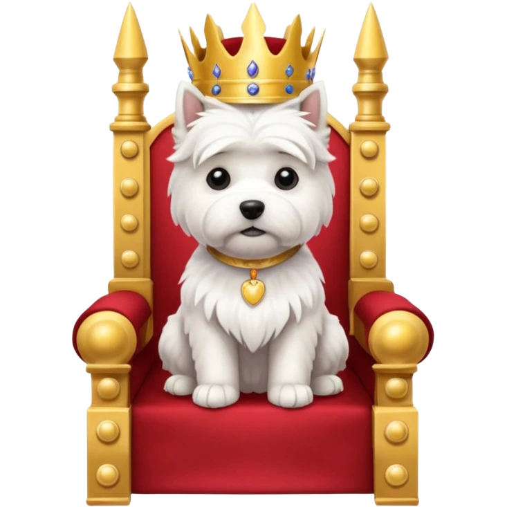 a cute west highland terrier dog sitting on a throne like a king emoji