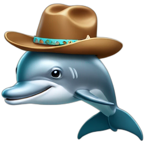 Dolphin with cowboy hat and moustache emoji