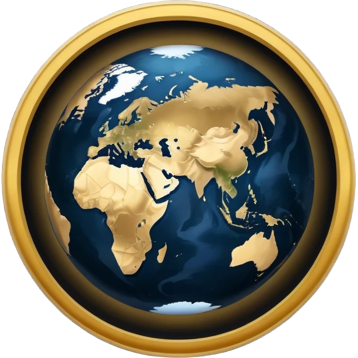 earth, night, countries only shown by their city lights, black and gold emoji