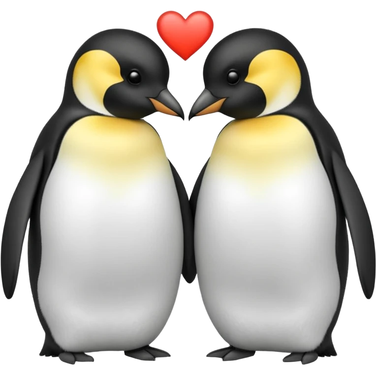 2 emperor penguins facing each other making a heart but no heart emoji added emoji