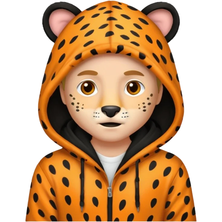 man fair in cheetah costume hoodie emoji
