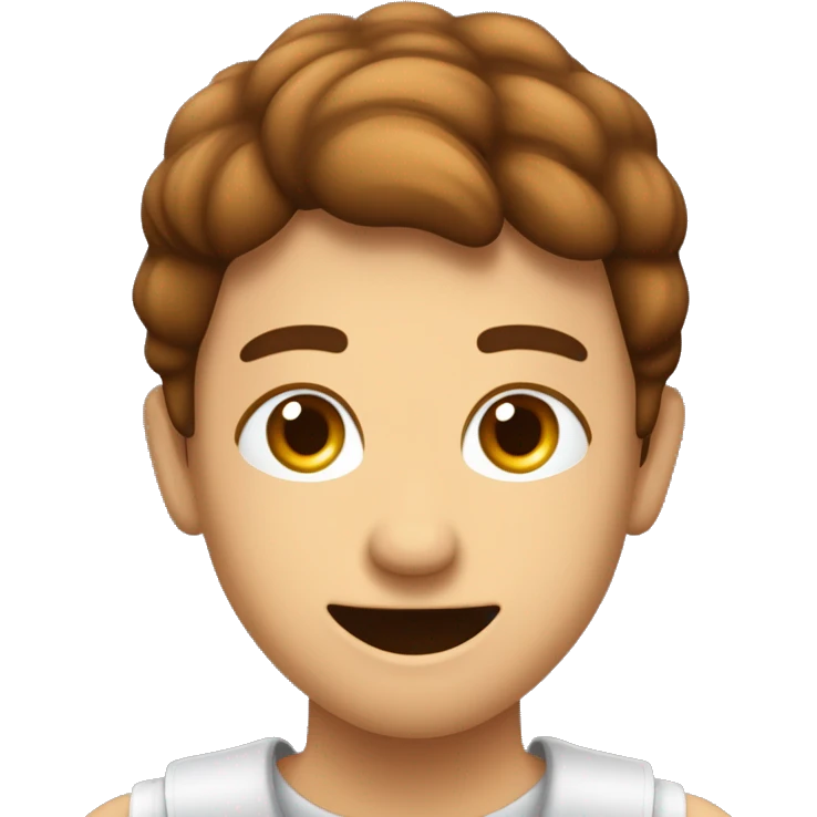A imagem mostra mãos marrons levantadas, segurando uma cabeça sorridente e careca, simbolizando cuidado ou proteção. Para criar um emoji idêntico, combine duas mãos abertas voltadas para cima com uma cabeça sorridente entre elas. emoji