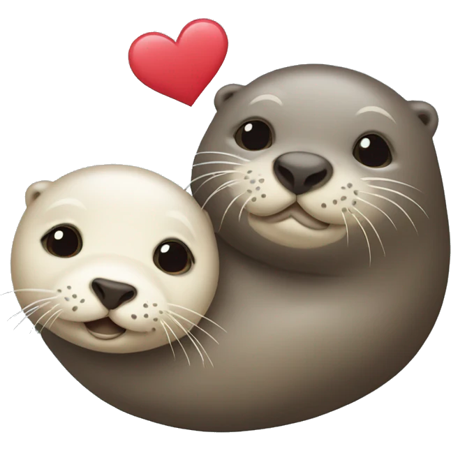 seal and otter with hearts emoji