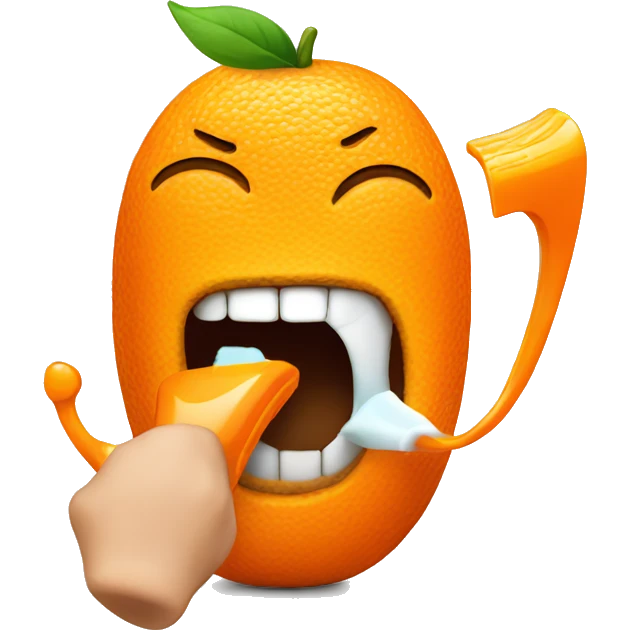 orange brushing its teeth emoji