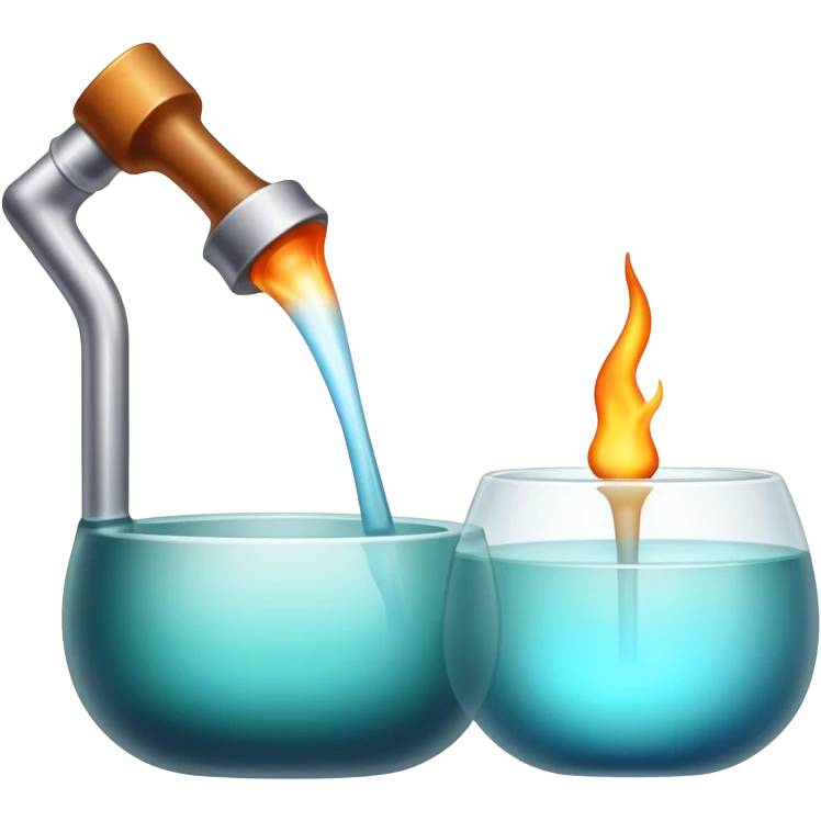 Glassblowing icon, molten glass being shaped with blowpipe, glowing glass object in process, glass being poured into mold, unfinished piece, minimalistic style, clean lines, transparent background. emoji