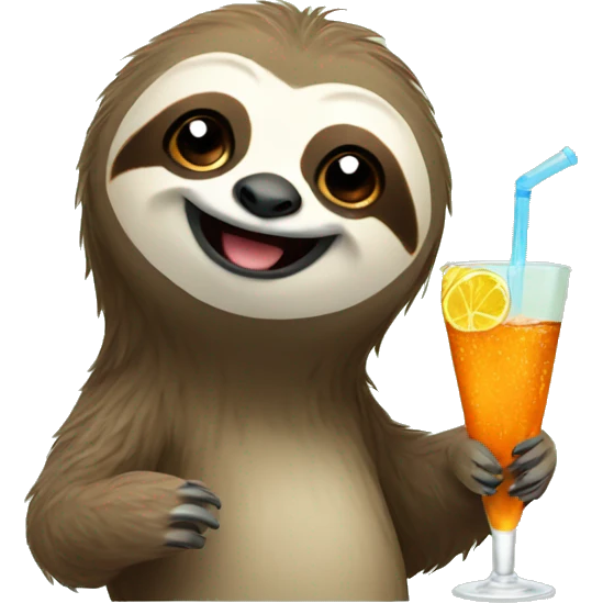 happy sloth with spritz emoji