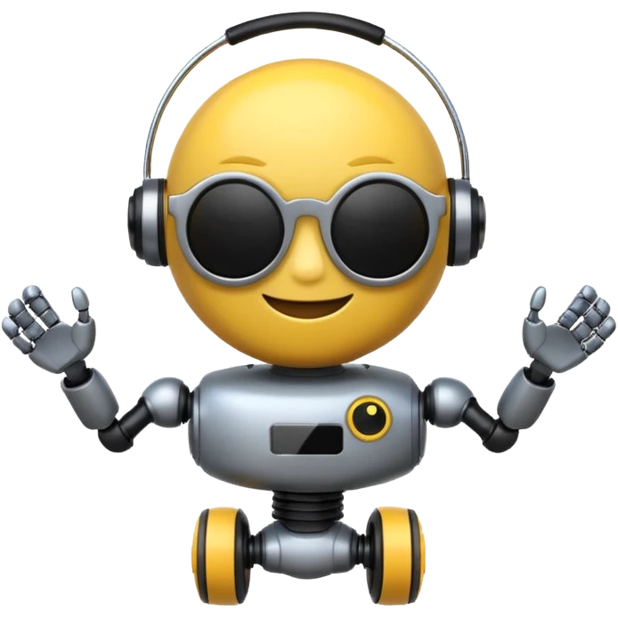Scare emoji robot toy with black sun glasses  emoji