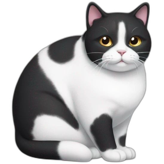 Obese black and white cat with white socks emoji