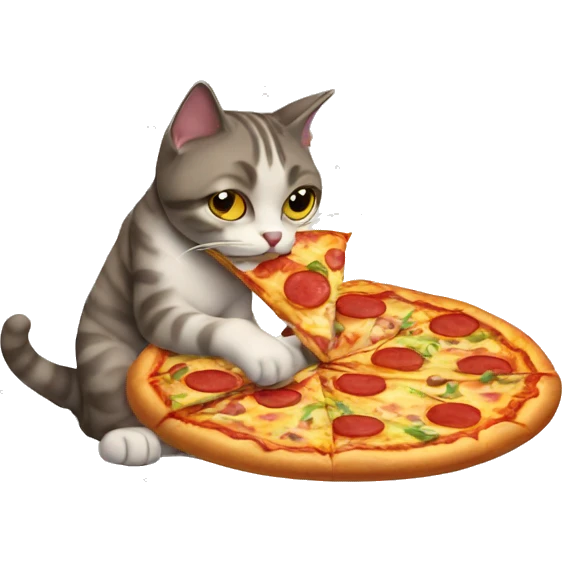 Cat eating pizza emoji
