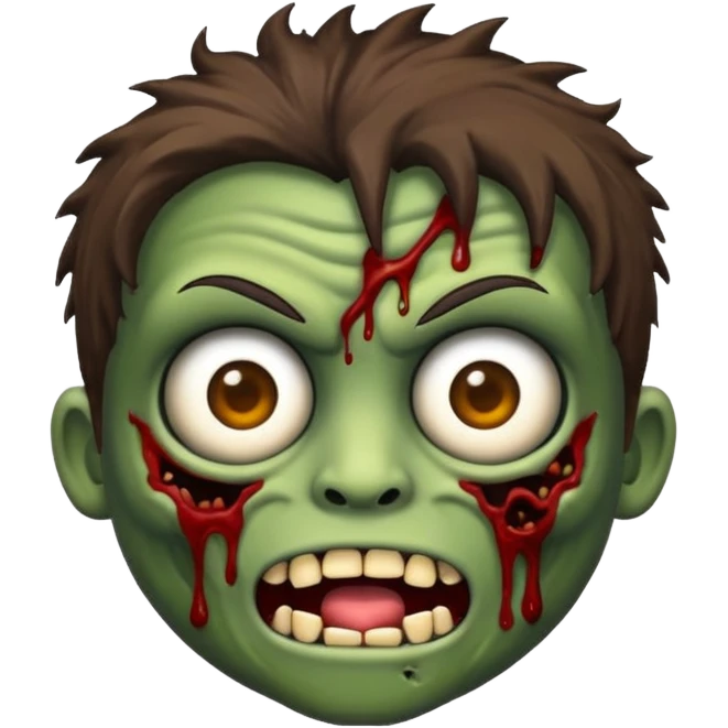 Faça um emoji de zumbi, estilo IOS, um zumbi com cabelo loiro escuro bagunçado e olhos escuros emoji