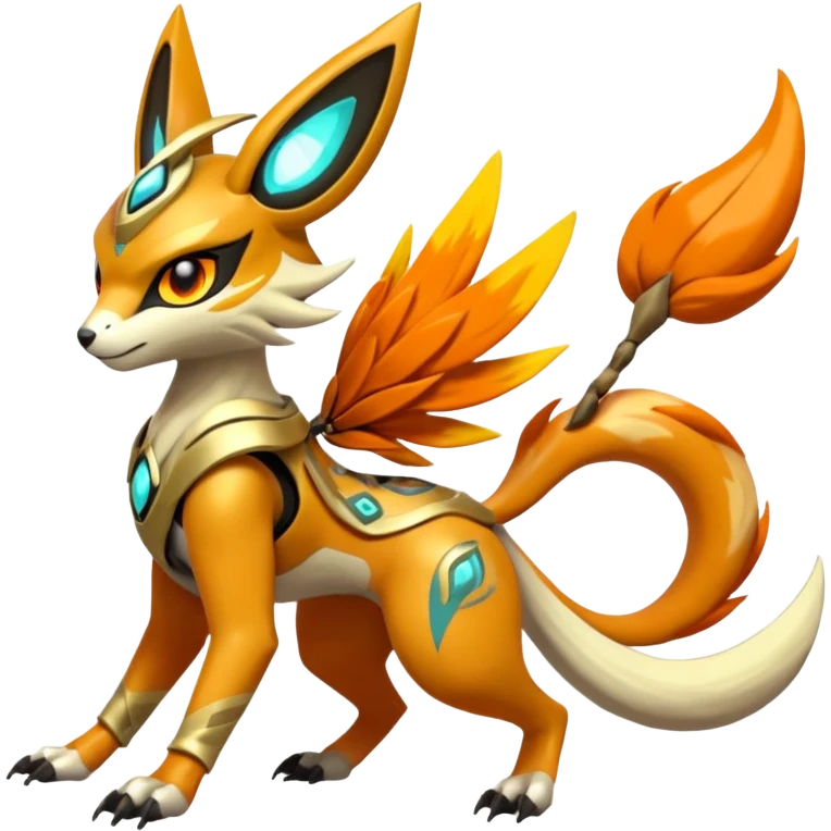 Tribal Exotic Meloetta-Lombax-Renamon-Protogen-Palkia-hybrid-fusion-Fakémon-creature, full body emoji