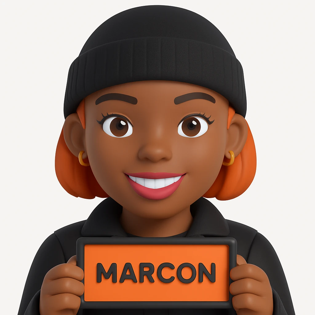 Make the subject wear a black beanie on her head and a black jacket in 3d-emoji style emoji