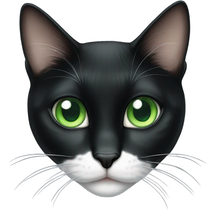 Tuxedo cat with green eyes emoji