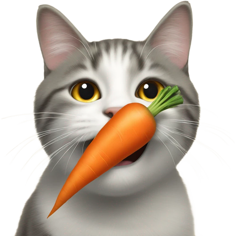 A carrot that is touching a cat that has a mouth to carry ￼ emoji
