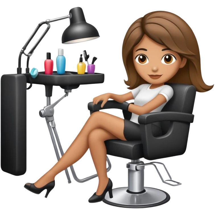 Hispanic hairstylist behind styling chair emoji