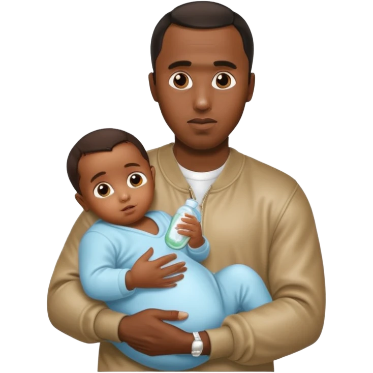 Sean “Diddy” Combs with baby oil and a very small infant emoji
