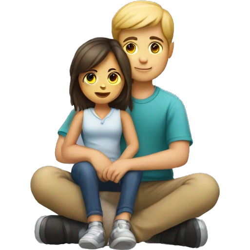 A girl sitting on a boy’s lap emoji