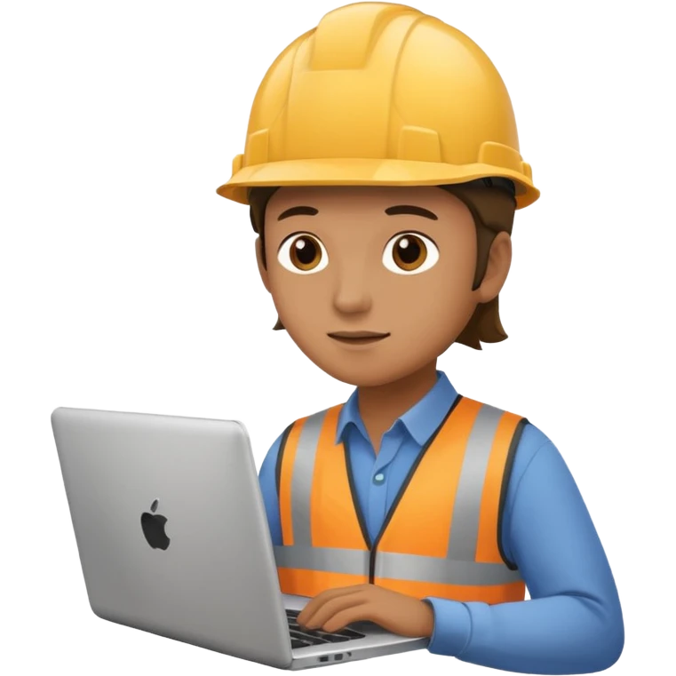 Person mit Schutzhelm arbeitet an einem Laptop emoji
