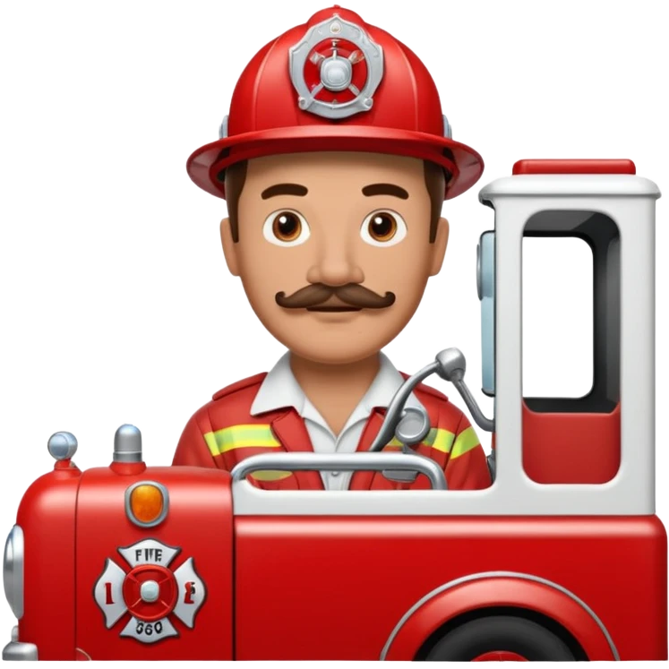 Have him driving a fire truck from the 1960’s with a mustache in black and white emoji