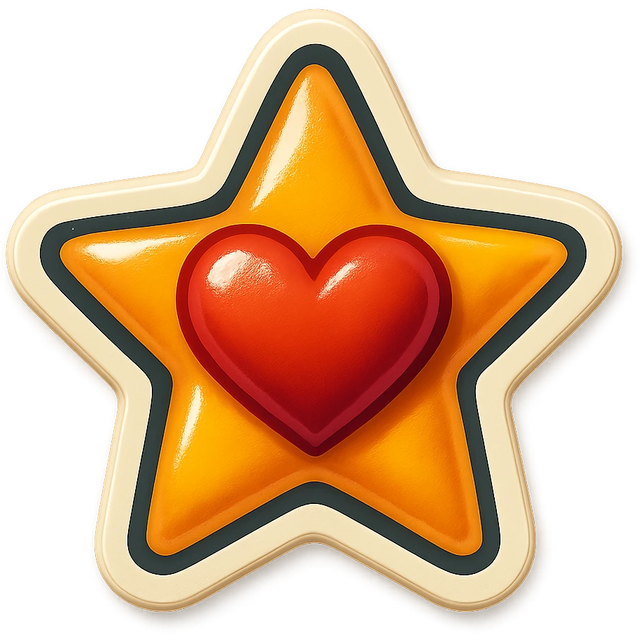 a star with a heart emoji