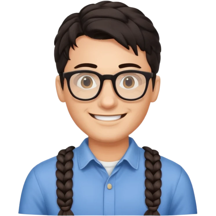 braided dark haired man with glasses emoji