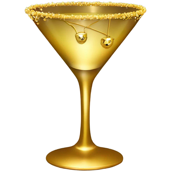 gold rimmed martini glass with tiny gold bows emoji