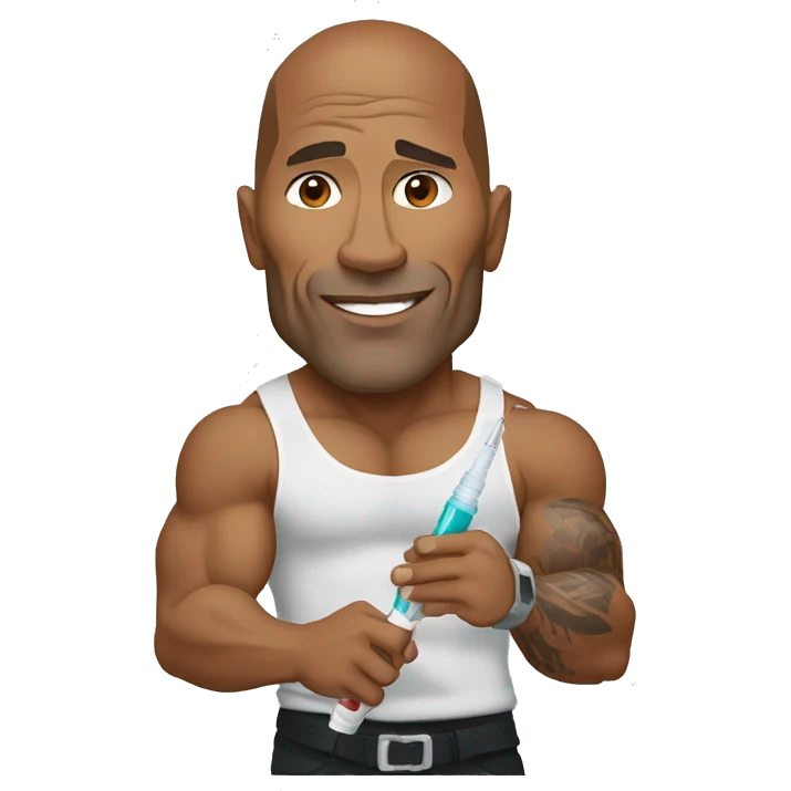 Dwayne Johnson with syringe emoji