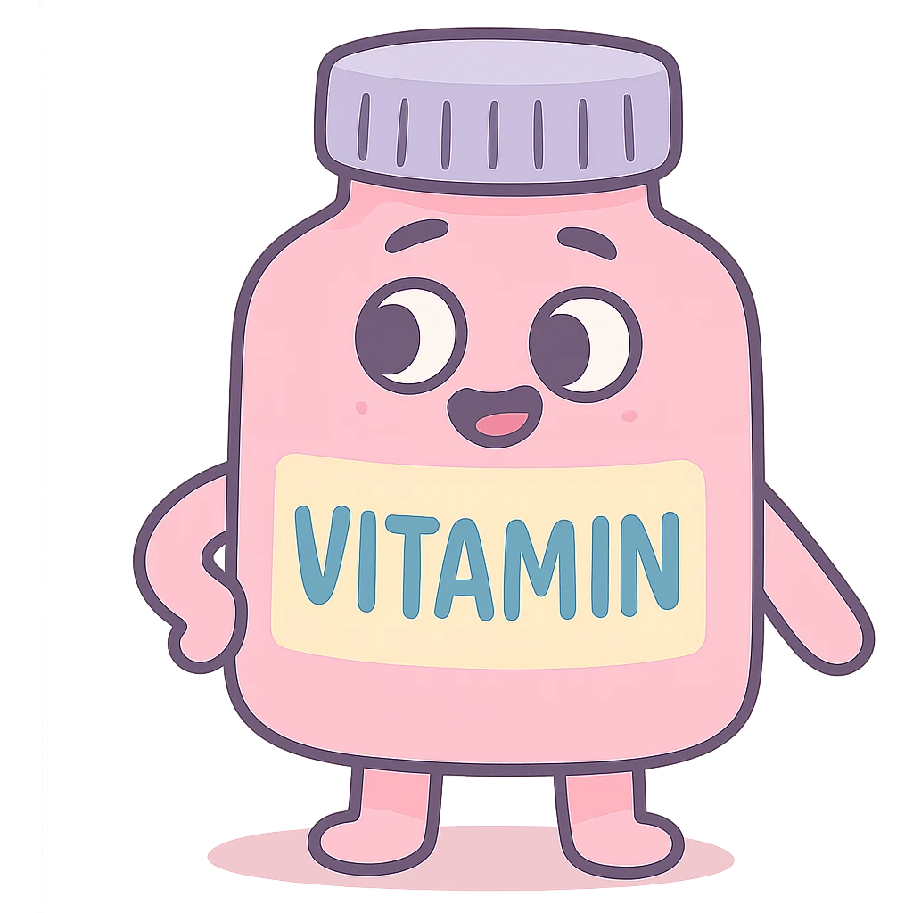 cute pastel pink vitamin bottle, rounded shape, soft shadows emoji