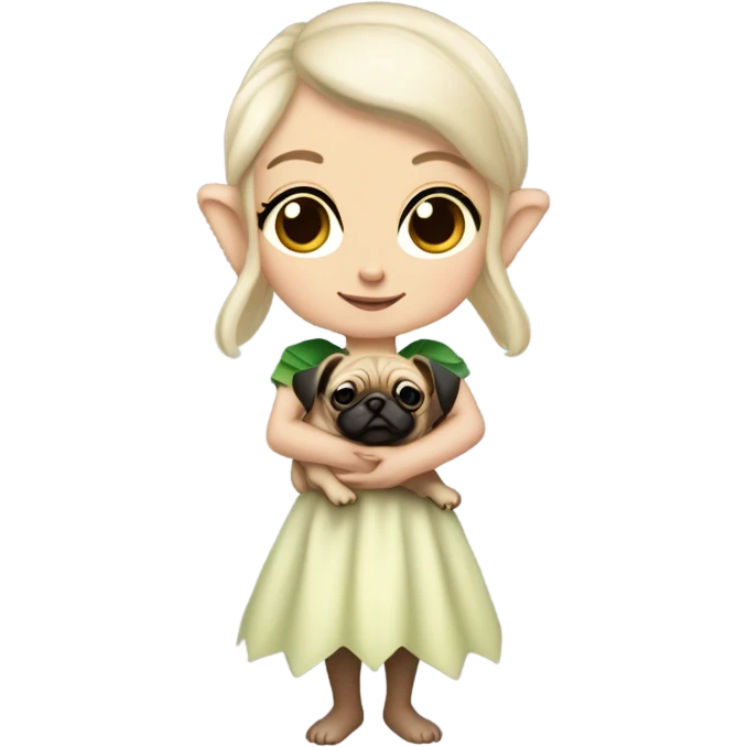 white girl elf with pug emoji